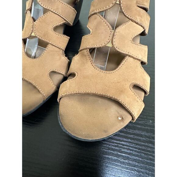 Sesto Meucci Size 7N Philys Viso Nubuck Leather Slip On Slingback Sandals Tan - Picture 4 of 12